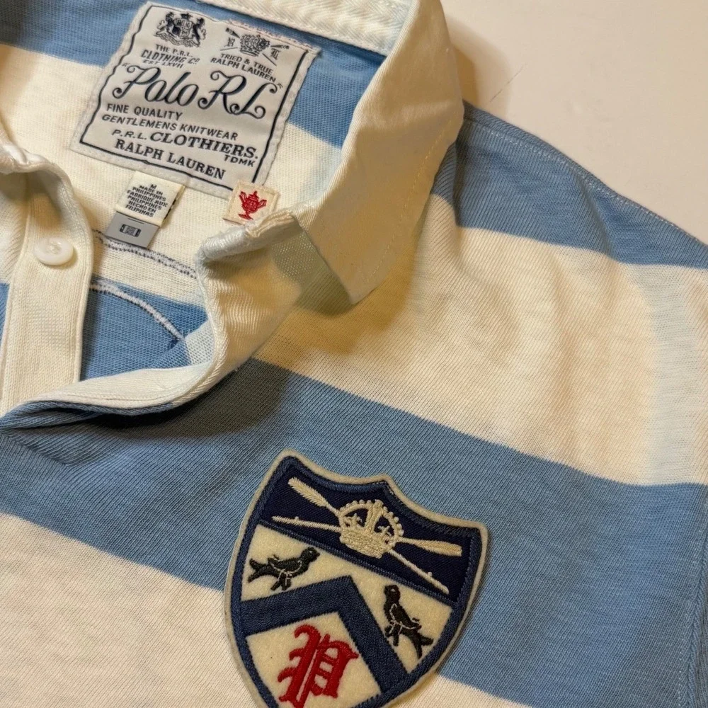 Polo Ralph Lauren Rugby Shirt Size Md Striped Rowing Team Patched #2
